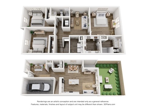 Floor plan for 3 beds, 2.5 baths, 2104 sqft